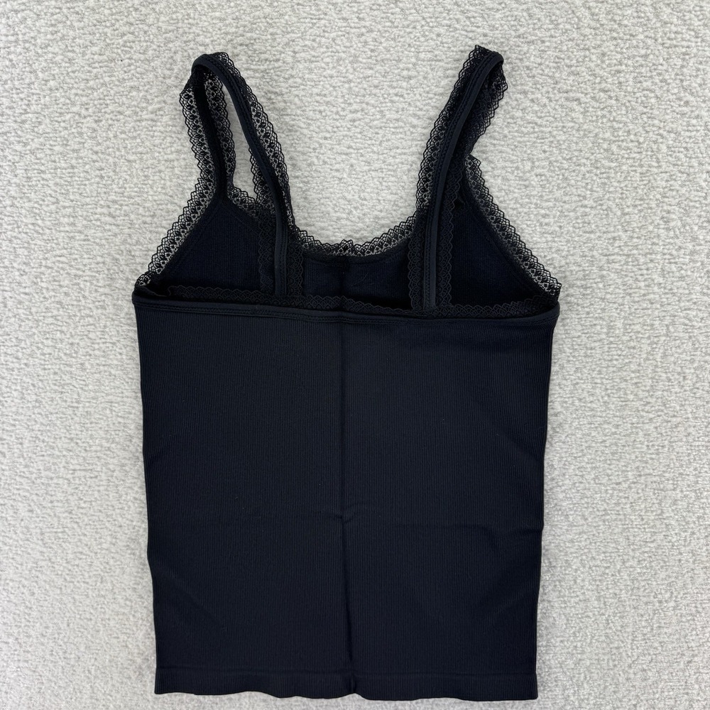 AnyBody Intimates Ribbed Lace Tank Top Medium Black - Picture 5 of 9